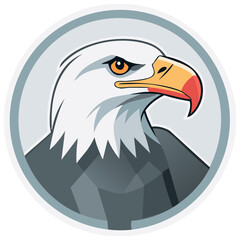 Obraz premium Proud bald eagle head profile vector logo icon. A powerful mascot symbol of strength and freedom.