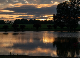 sunset over the lake