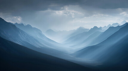 Misty Blue Mountain Valley Layers mountain range