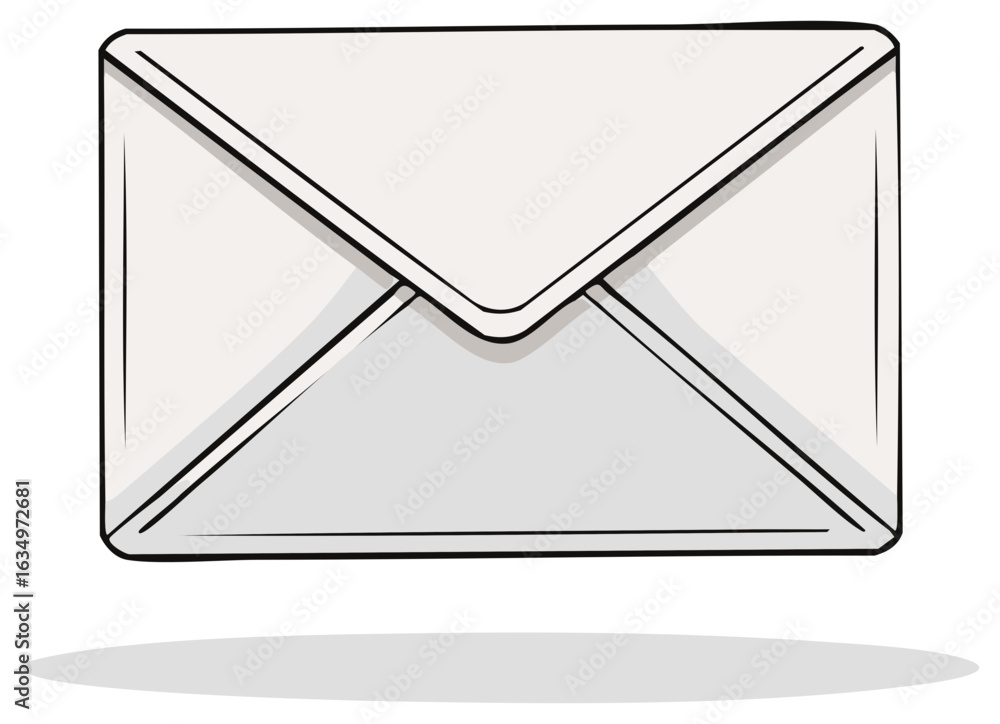 Aufkleber envelope illustration with simple lines and shadow. concept of mail delivery and communication.