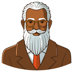 Obraz premium Stylized Portrait of an Older Black Man with a Beard and Glasses