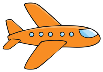 Fototapeta premium Simple orange cartoon passenger airplane illustration for children's travel and transportation concepts