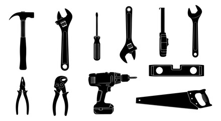 Essential Tools Collection Hammers, Wrenches, Screwdrivers, Pliers, Drills, and Saws for DIY Projects