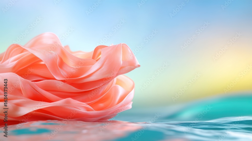 Aufkleber abstract fabric flowing on water surface with soft gradient background