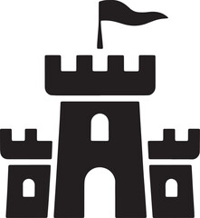 Obraz premium Castle Icon Illustration for Medieval Architecture and Fortress Design Element Vector