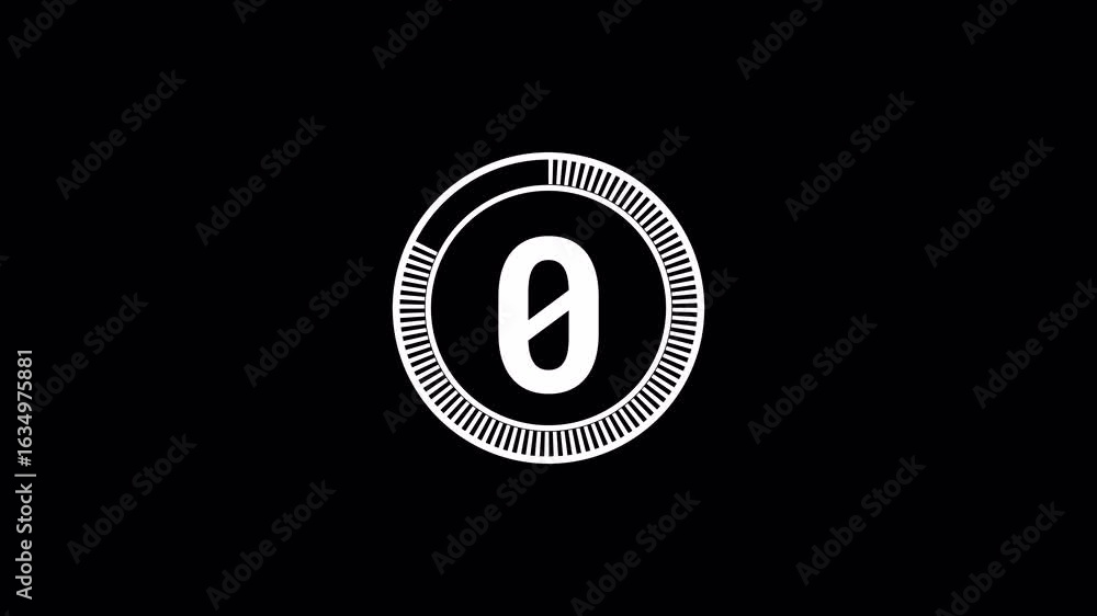 Poster 5 second timer transparent background with white circle animation