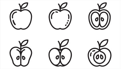 Collection of Apple Icons for Healthy Food, Nature, and Organic Fruit Projects