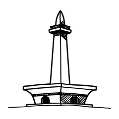 Monumen Nasional National Monument in Jakarta Indonesia Drawing Style Vector