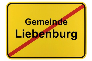 Illustration eines Ortsschildes der Gemeinde Liebenburg in Niedersachsen	