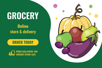 Organic Grocery shopping concept