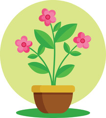 Naklejka premium Round Background Pink Flower Plant Vector Clipart