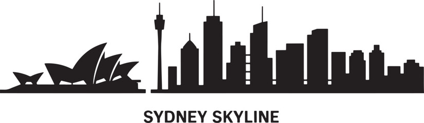 Fototapeta premium Sydney Skyline Silhouette Vector Illustration Cityscape Landmark Australian Architecture Design