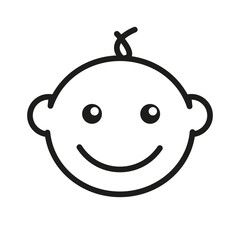 Smiling baby face outline icon representing happiness and childhood
