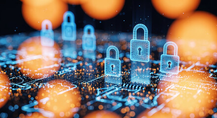 cybersecurity concept Global network security technology, business people protect personal information. Encryption with a padlock icon on the virtual interface