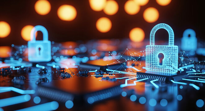 cybersecurity concept Global network security technology, business people protect personal information. Encryption with a padlock icon on the virtual interface