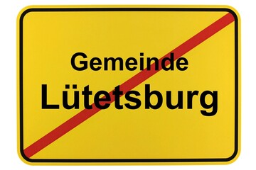Illustration eines Ortsschildes der Gemeinde Lütesburg in Niedersachsen	