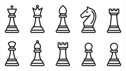 Set of Chess Piece Icons Representing Chessboard Figures for Strategy and Board Game Designs © SHUVO