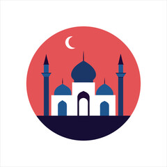 Round Frame Mosque Illustration Vector Design