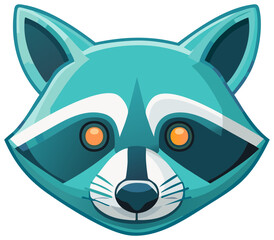 Obraz premium Stylized modern raccoon head mascot in cool teal colors vector illustration