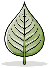 Stylized illustration of a single green leaf isolated on white background with shadow.