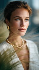 Urban ecofashion embracing sustainability in golden hour glimpse