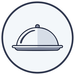 Obraz premium Covered Food Platter Icon Restaurant Meal Delivery Service Catering Dish