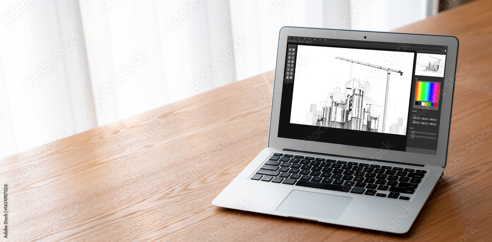 Poster architectural design modish software application for architect business and professional designer