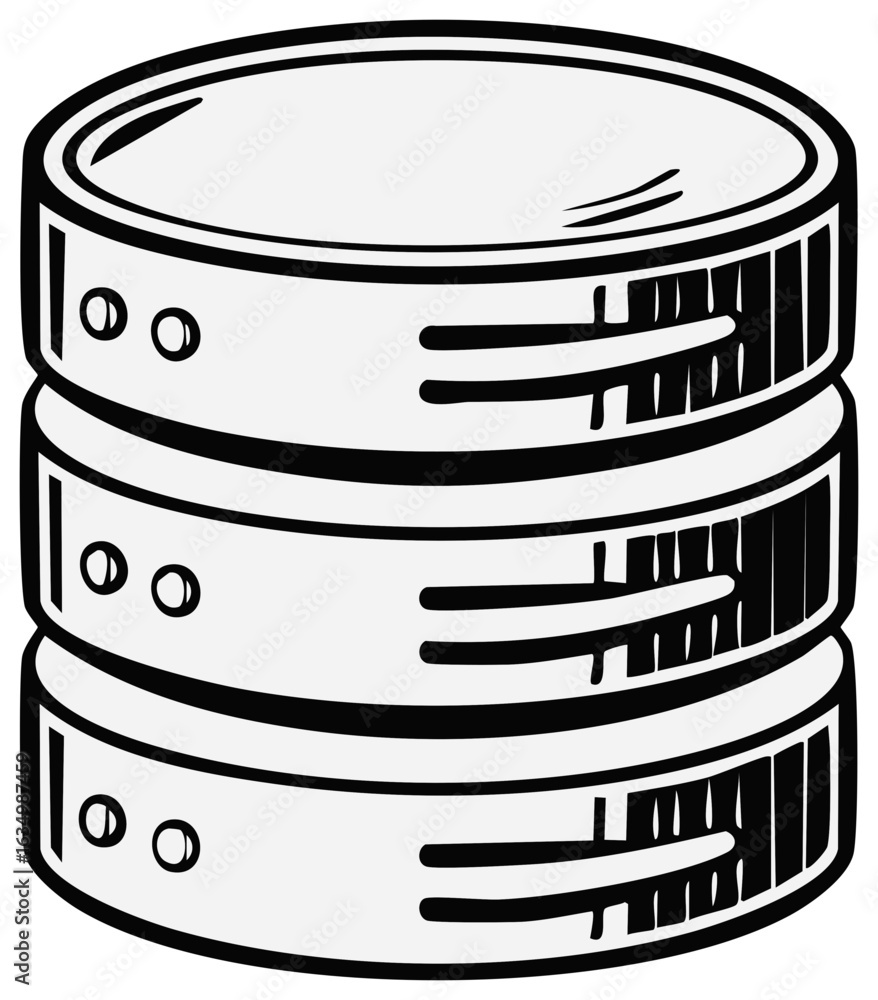 Poster illustration of three layered data storage server for it network system