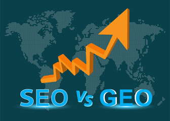 Increasing website visibility and search rankings. Search Engine Optimization vs Generative Engine Optimization Concept.