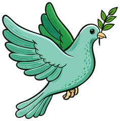 Obraz premium Dove Bird Flying with Olive Branch Symbolizing Peace Hope Harmony and Innocence