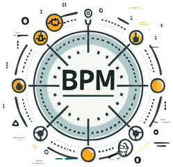 Fototapeta premium BPM Business Process Management Concept Circle Diagram Doodle Style Illustration
