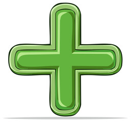 Fototapeta premium Green Cartoon Plus Sign Medical Mathematics Symbol Illustration Addition
