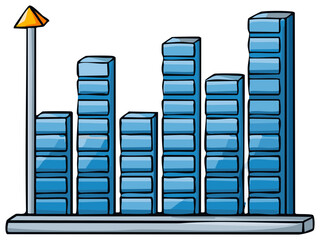 Rising Business Bar Chart Diagram Showing Upward Progress and Growth