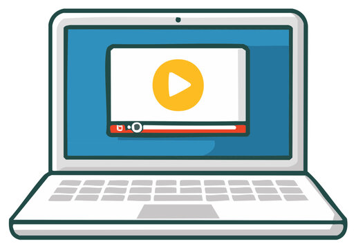 laptop with video player interface clip art preview