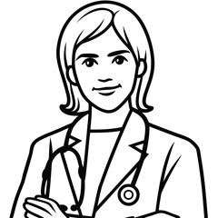 Confident Female Doctor in Lab Coat with Stethoscope Graphic Illustration Showing Strength and Expertise in Healthcare Setting