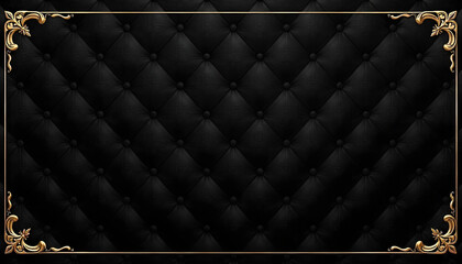 Naklejka premium Ornate Gold Frame on Black Tufted Background texture