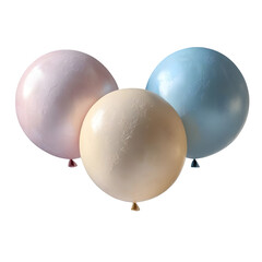 Set of 3D balloons in pastel colors round shape PNG