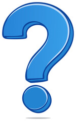 Large blue cartoon question mark illustration