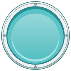 Round Porthole Window, Sea View or Water, Nautical Marine Frame with Clear Blue Circle Center