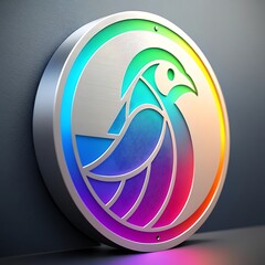 Circular modern tech logo in gradient holographic colors