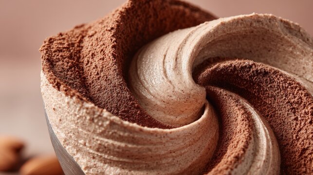 Three-quarter close-up of stainless-steel agitator blending organic almond butter