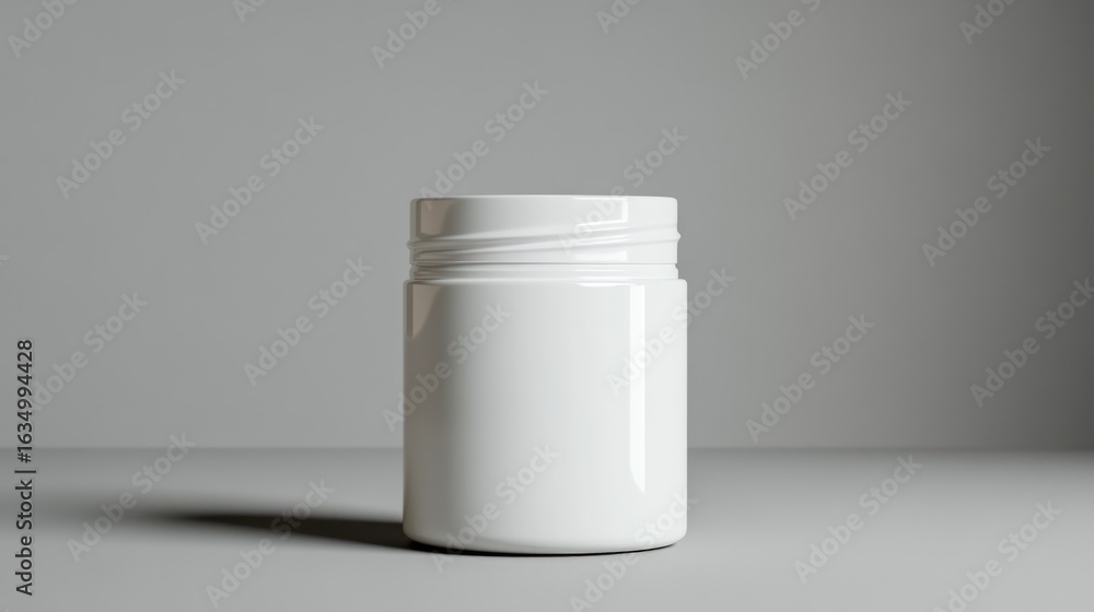 Poster white jar on gray gradient background for product mockup and copy space