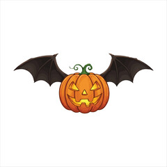 Fototapeta premium Halloween Pumpkin with Bat Wings a Spooky and Festive Decoration for the Holiday Season Featuring a Carved Jack o Lantern
