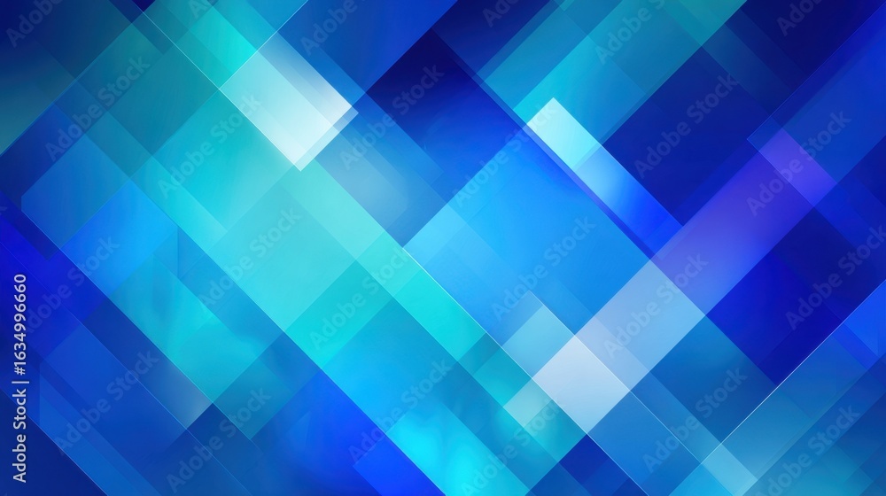 Poster a collection of dynamic geometric shapes in various shades of blue creates an energetic atmosphere. 