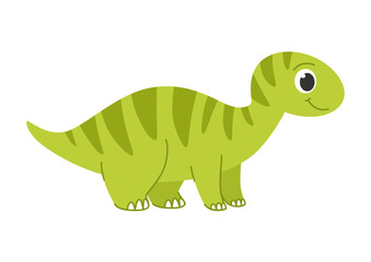 Childrens cartoon dinosaur Iguanodon. Green dinosaur. Cute little prehistoric animal.