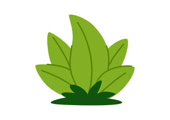 Childrens cartoon bush of grass. Vector illustration on a white background.