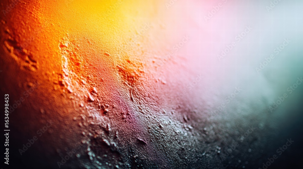 Poster abstract artwork showcasing a vibrant gradient of warm and cool tones with unique textures.