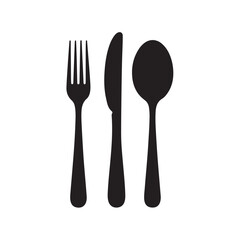 Black fork knife spoon white