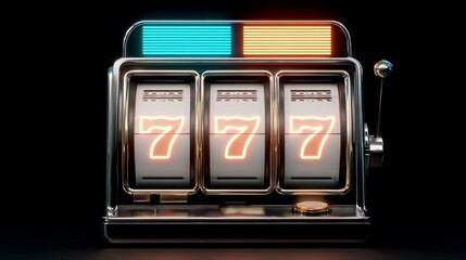Slot machine showing triple sevens