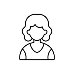 Outline of a woman with curly hair style on transparent background